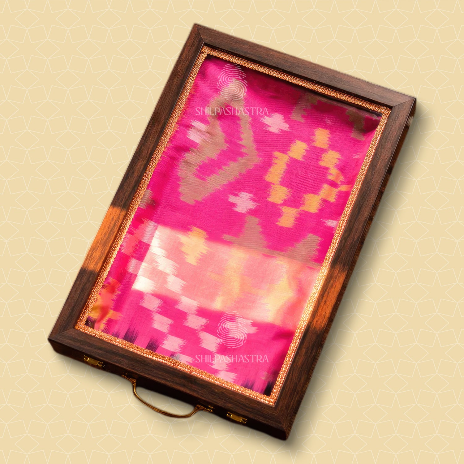 Yellow Saree Box with Pink Border for Wedding & Traditional Gifting