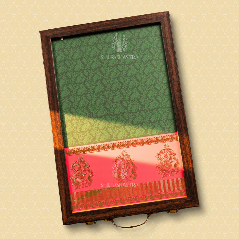 Green Saree Box with Pink Border for Wedding & Traditional Gifting