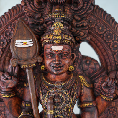 Maavalinga Murugar Wooden Idol – 34 Inch Hand-Carved Tiruchendur Murugan Sculpture