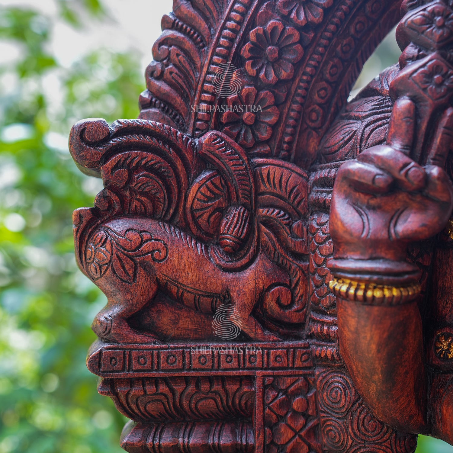 Maavalinga Murugar Wooden Idol – 34 Inch Hand-Carved Tiruchendur Murugan Sculpture