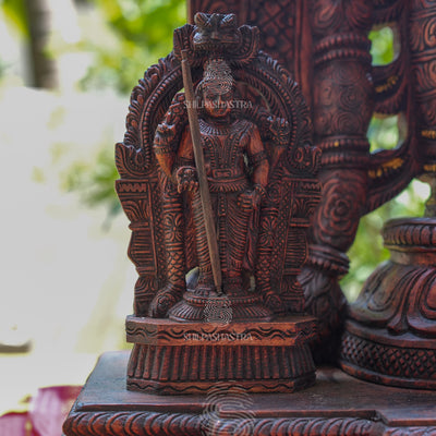 Maavalinga Murugar Wooden Idol – 34 Inch Hand-Carved Tiruchendur Murugan Sculpture