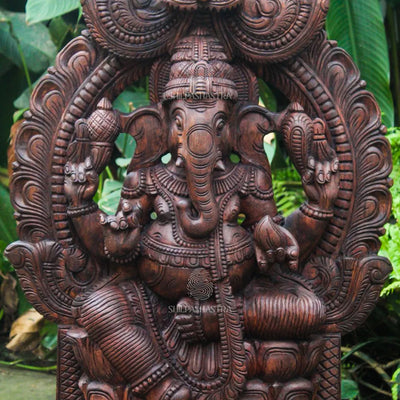 Lord Ganesha Wooden Idol