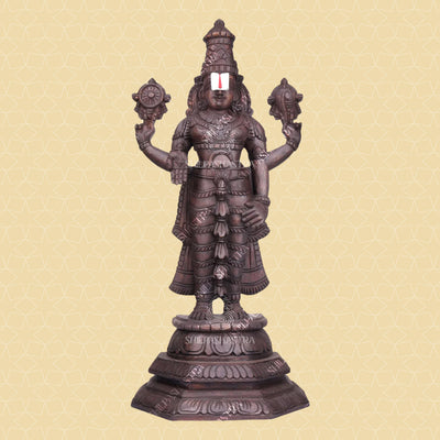 Kalyana Srinivasa Perumal Handcrafted Wooden Idol – Wood Color