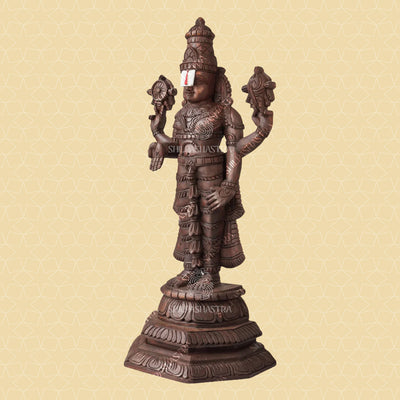 Kalyana Srinivasa Perumal Handcrafted Wooden Idol – Wood Color
