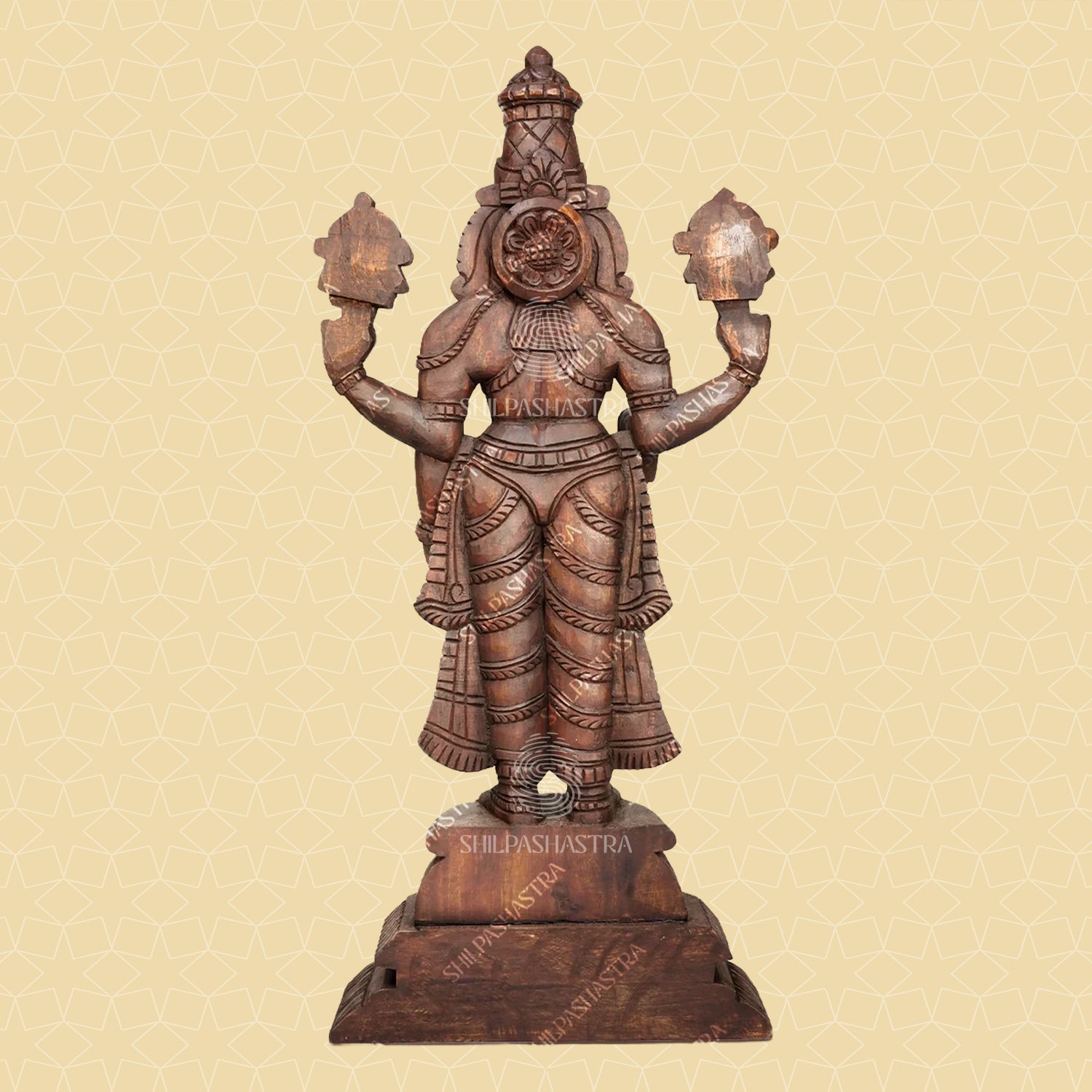 Kalyana Srinivasa Perumal Handcrafted Wooden Idol – Wood Color