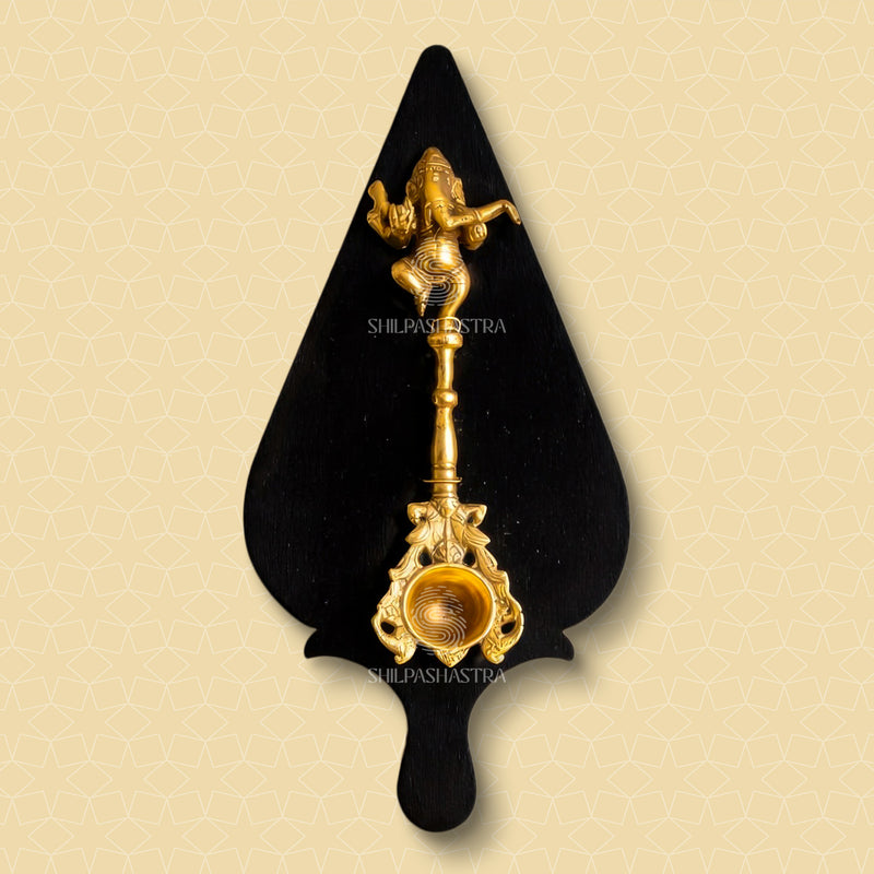 Handcrafted Brass Sothupalagai Uthrani Spoon Wall Hanging – Traditional Ritual Wooden Wall Decor