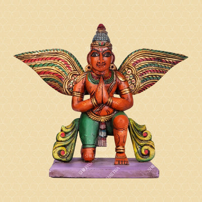 Kneeling Garudan Handcrafted Wooden Idol
