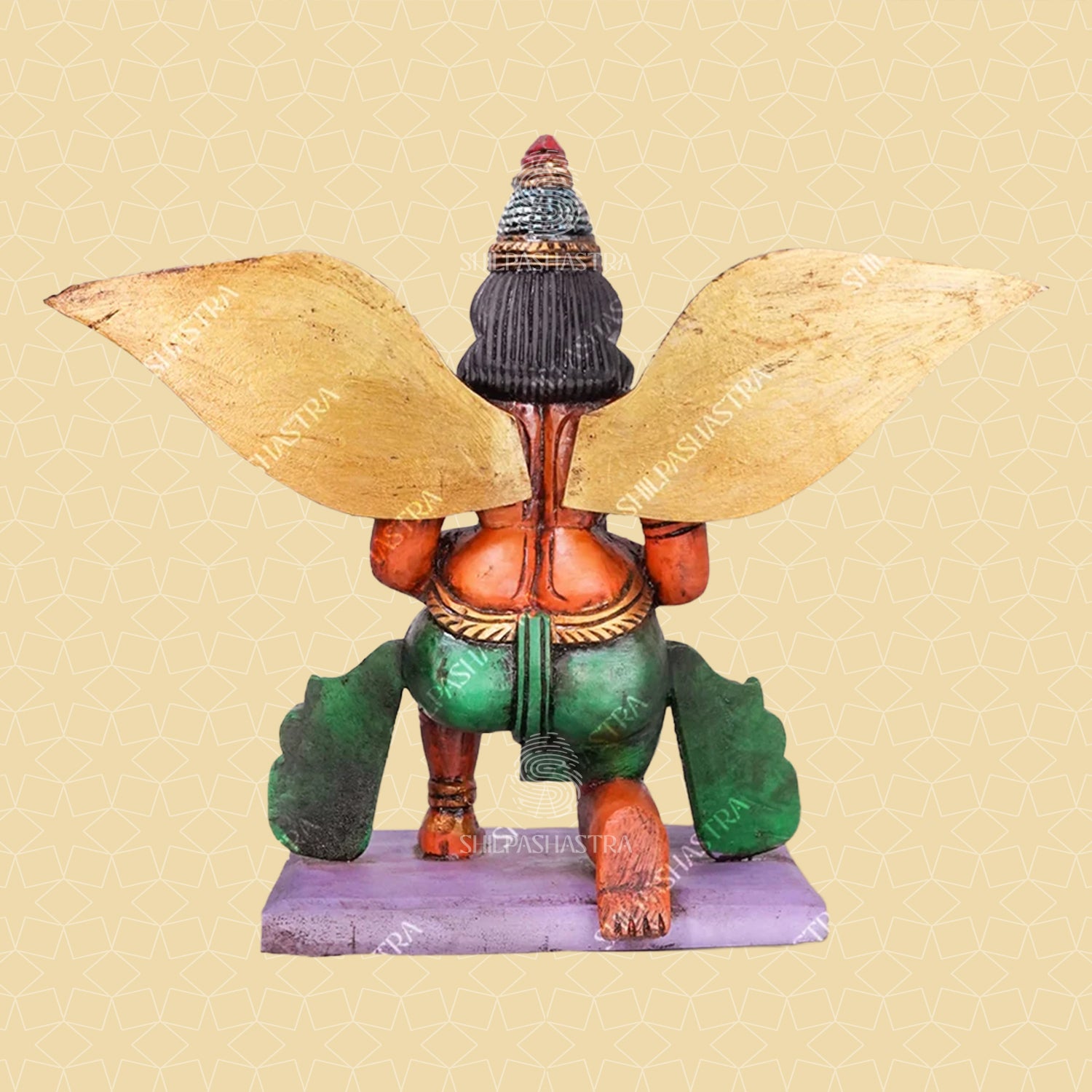 Kneeling Garudan Handcrafted Wooden Idol