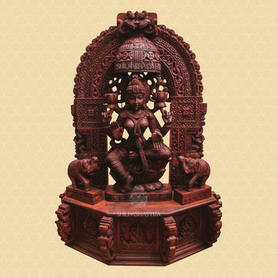 Premium Custom Lakshmi Statue – 5 Feet Handcrafted Idol in Vaagai & Mahogany Wood