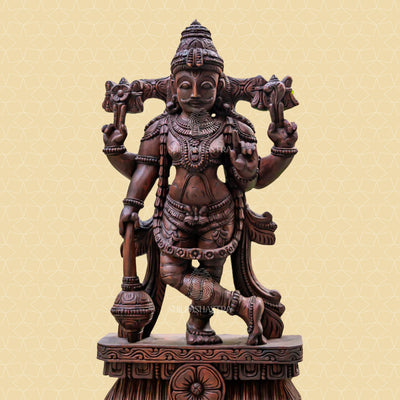 Handcrafted Vaagai Wood Dwarabhalgar Statues – 2 Feet