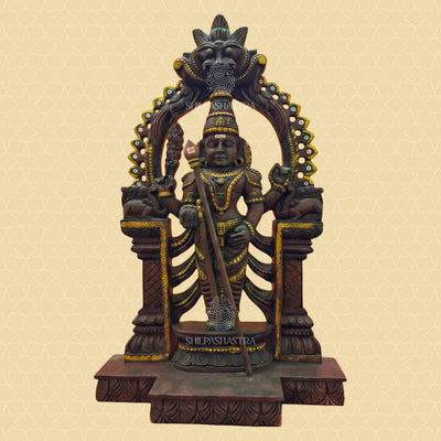 Lord Murugan Hand-Carved Idol in Aged Vaagai Wood - 2 Feet