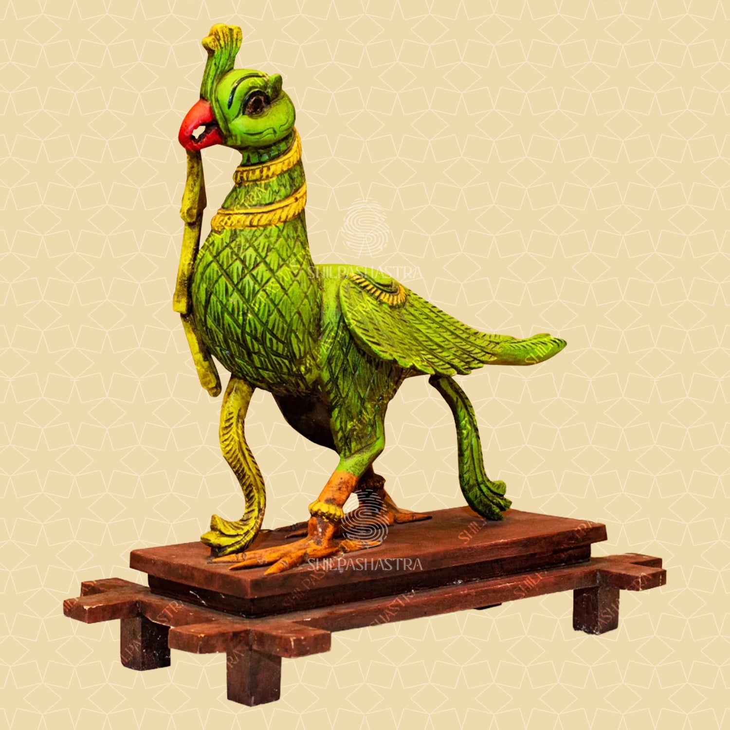 Parrot Vimanam Handcrafted Wooden Sculpture
