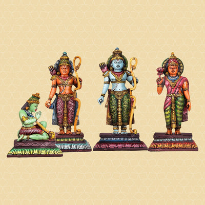 Sri Ramar, Seetha, Lakshmanan & Hanuman Handcrafted Wooden Set