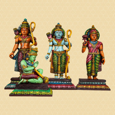Sri Ramar, Seetha, Lakshmanan & Hanuman Handcrafted Wooden Set