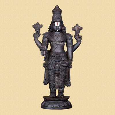 Srinivasa Perumal Wooden Idol – Handcrafted South Indian Temple Art
