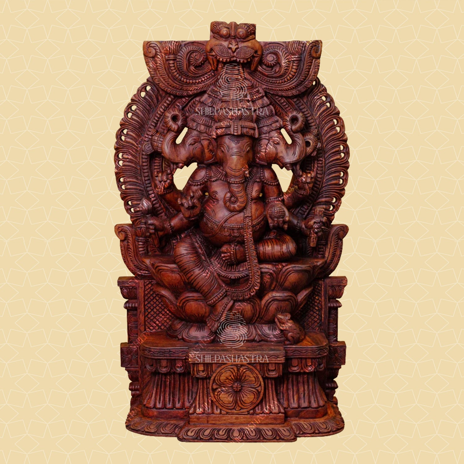 Handcrafted Moondru Muga Ganapathy with Yaazhi Prabhavali