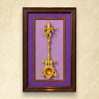 Uthrani Spoon Ganesha Wall Frame – Sacred Hindu Pooja Room Wall Decor (14 × 8 Inches)