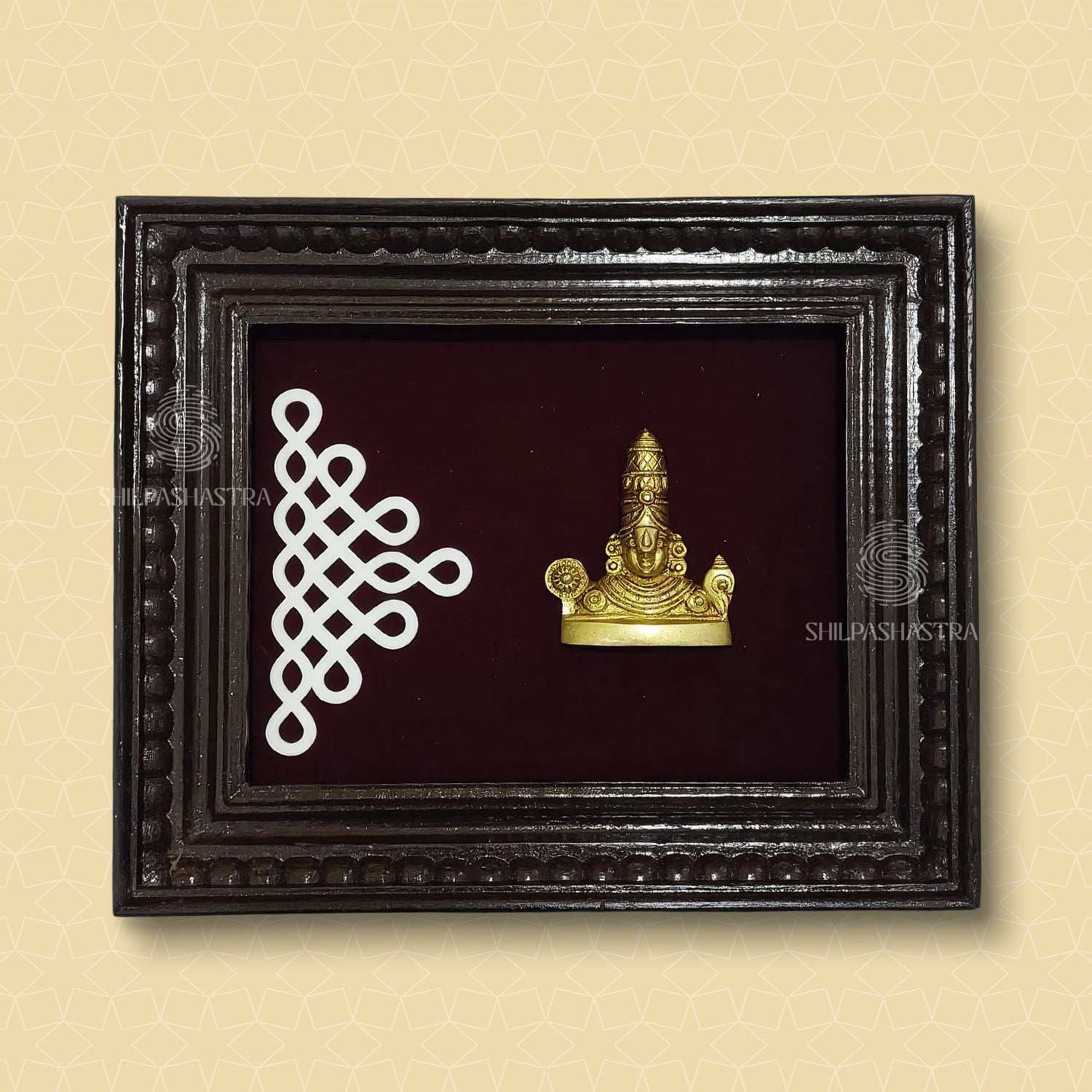 Brass Idol Heritage Manipuri Frame with Kolam Design – 10 × 8 Inches