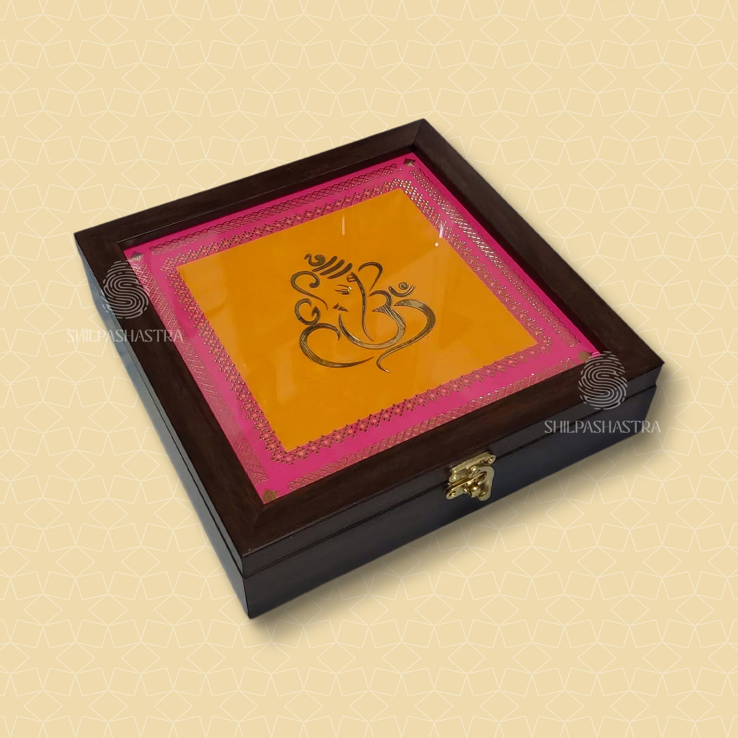 6x6 Inch Gold Foil Printed Jewel Box – Premium Heritage Gift & Jewellery Storage Box