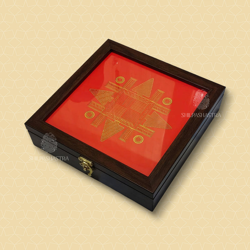 6x6 Inch Gold Foil Printed Jewel Box – Premium Heritage Gift & Jewellery Storage Box