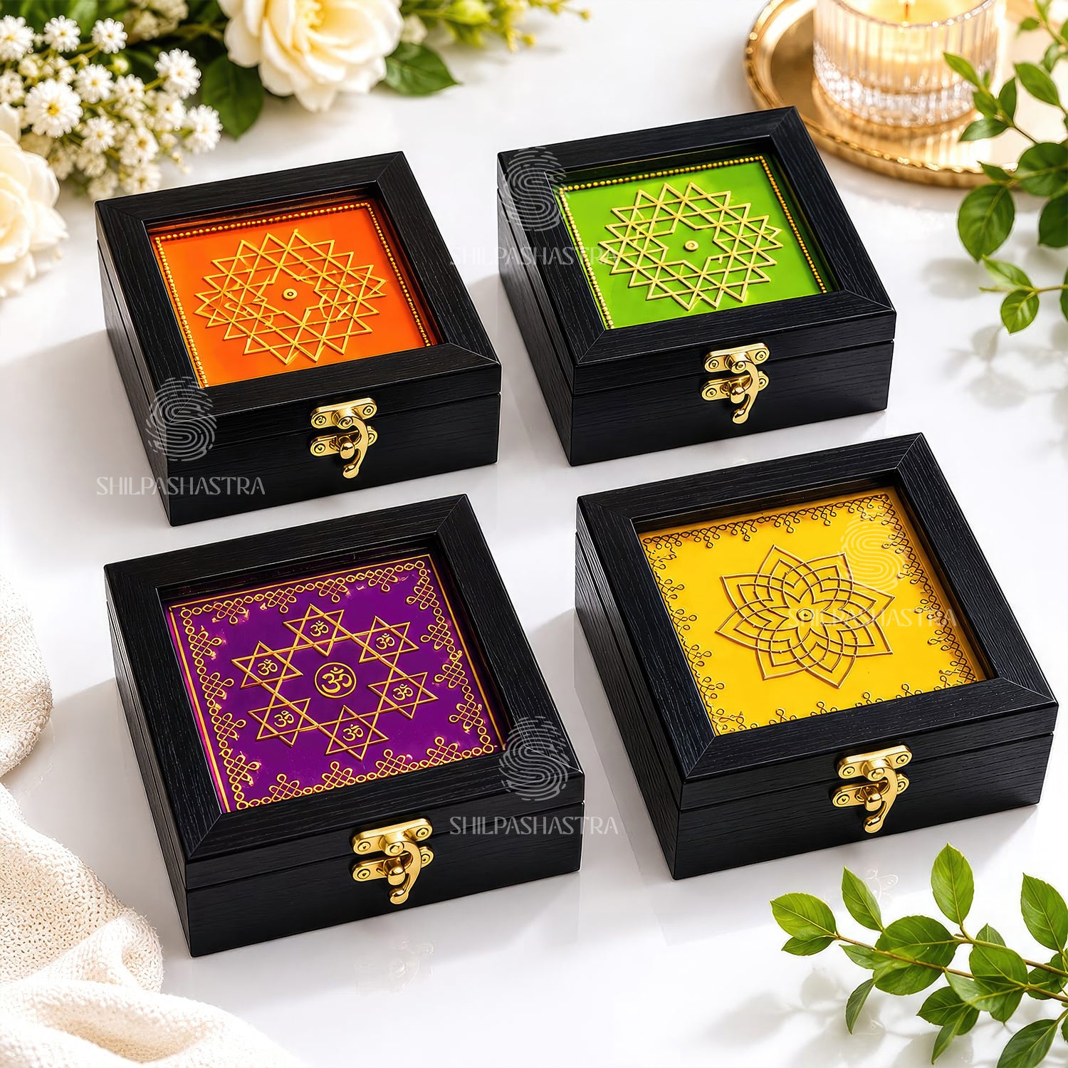 4x4 Inch Gold Foil Printed Jewel Box – Premium Jewellery & Gift Box