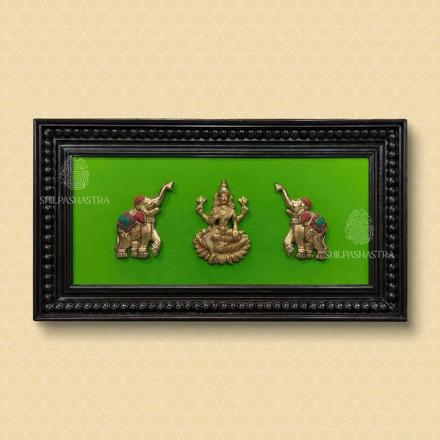 Gaja Lakshmi Brass Idol Heritage Manipuri Frame – Traditional Wall Decor (29x8 Inch)