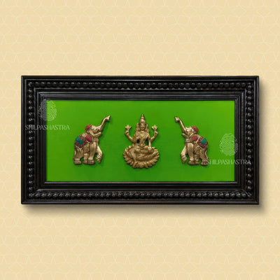 Gaja Lakshmi Brass Idol Heritage Manipuri Frame – Traditional Wall Decor (29x8 Inch)