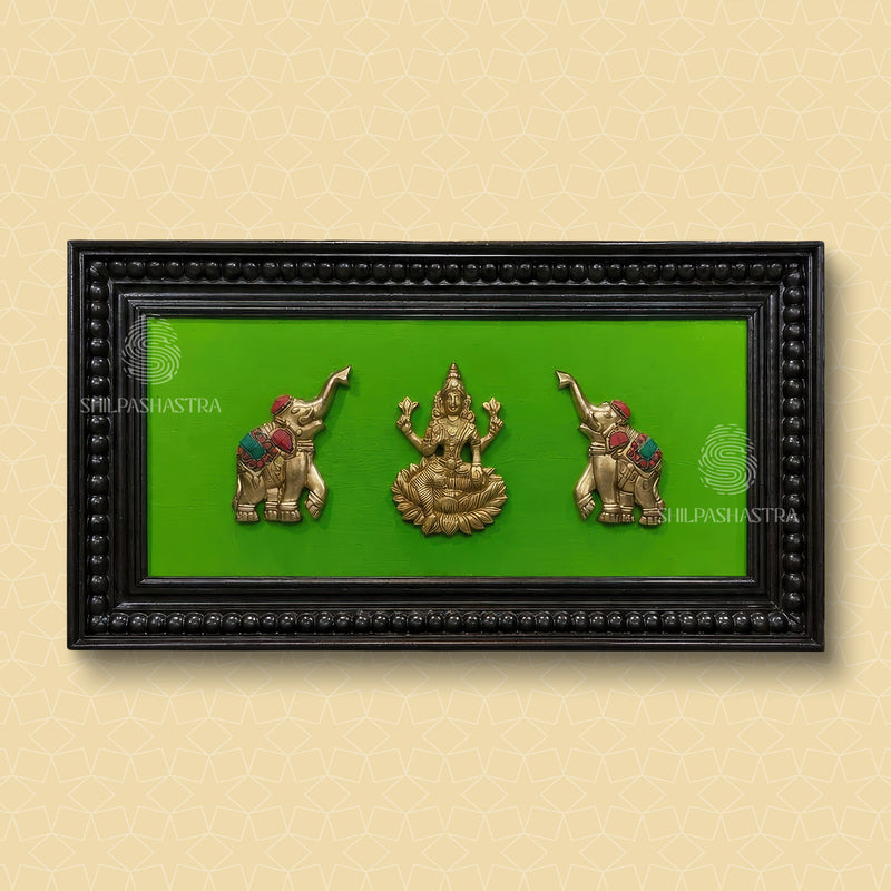 Gaja Lakshmi Brass Idol Heritage Manipuri Frame – Traditional Wall Decor (29x8 Inch)