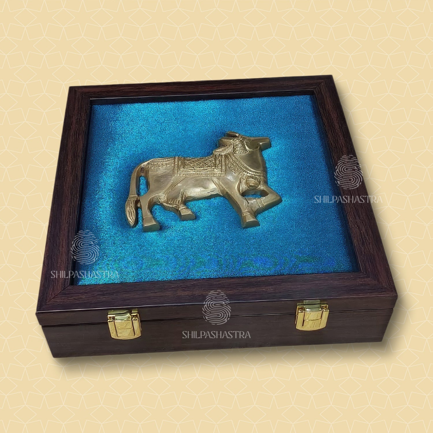 Premium Brass Idol Jewel Box with Fabric Lining – 8x8 Inch Heritage Gift Box
