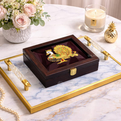 6x6 Inch Jewel Box with Tanjore Annam 3D Embossed Design – Premium Storage & Gift Box with New Lock