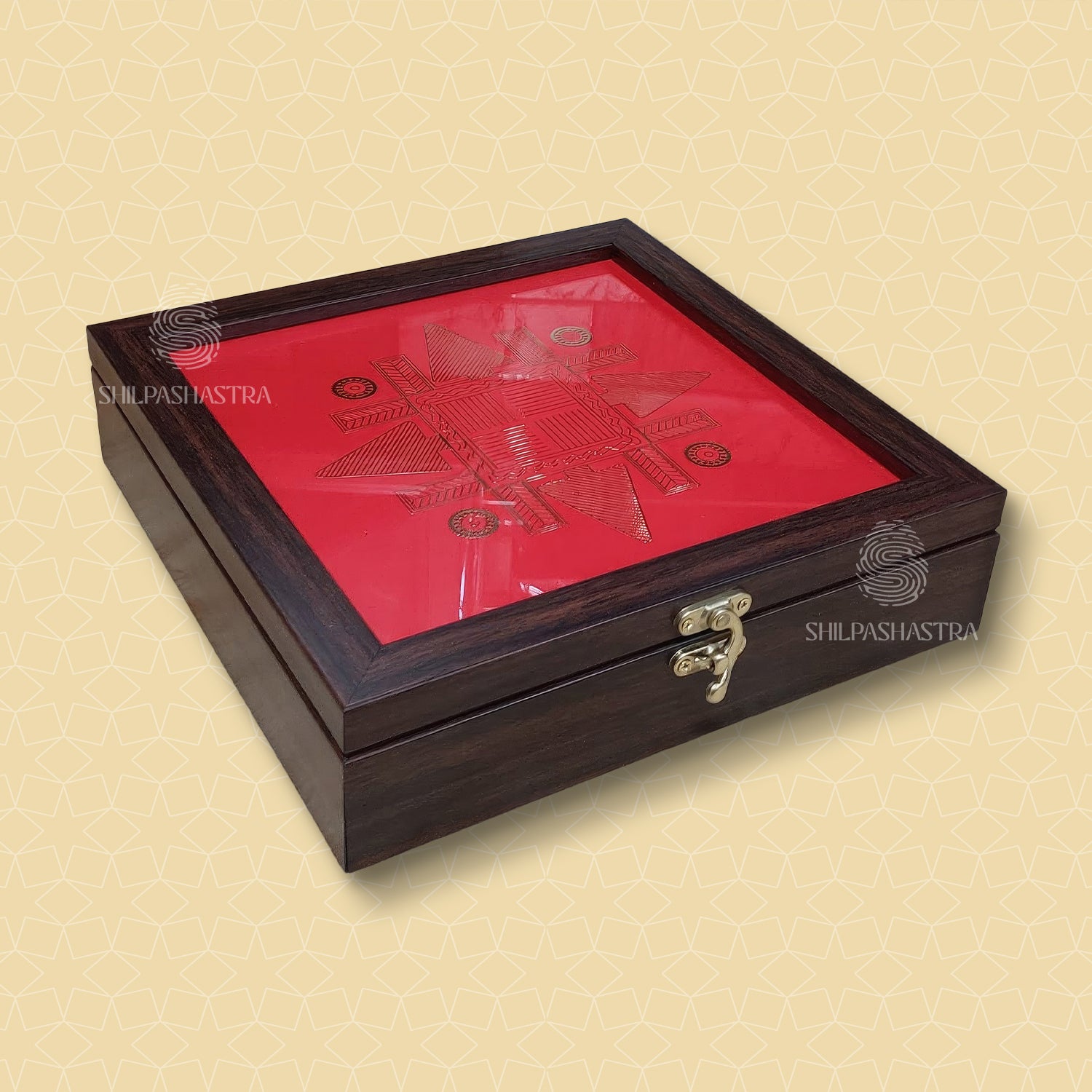 6x6 Inch Gold Foil Printed Jewel Box – Premium Heritage Gift & Jewellery Storage Box