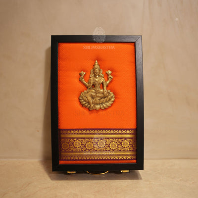 Premium Brass Annam Saree & Veshti Double Box – Orange with Maroon Zari (14 × 9 × 2.75 Inches)
