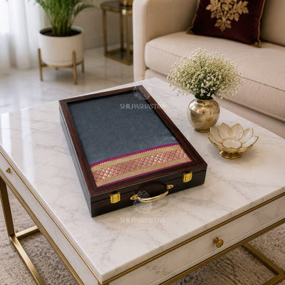 Premium Wedding Saree Box with Zari Border – Traditional Bridal Gift Box