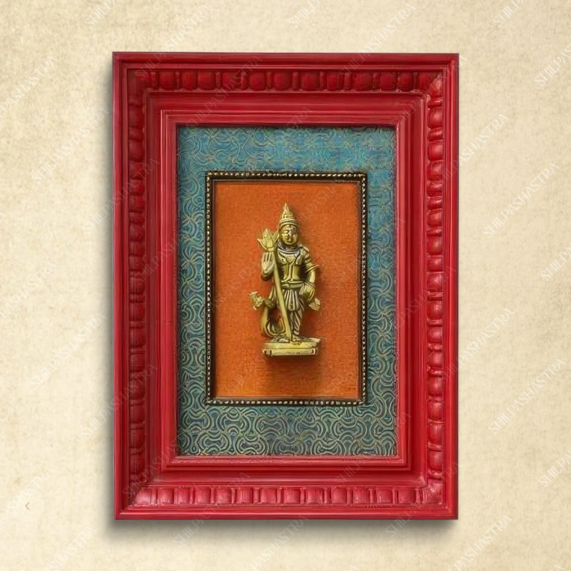 Murugar Brass Idol Frame – Vintage Manipuri Heritage Wall Frame (12x8 Inch)