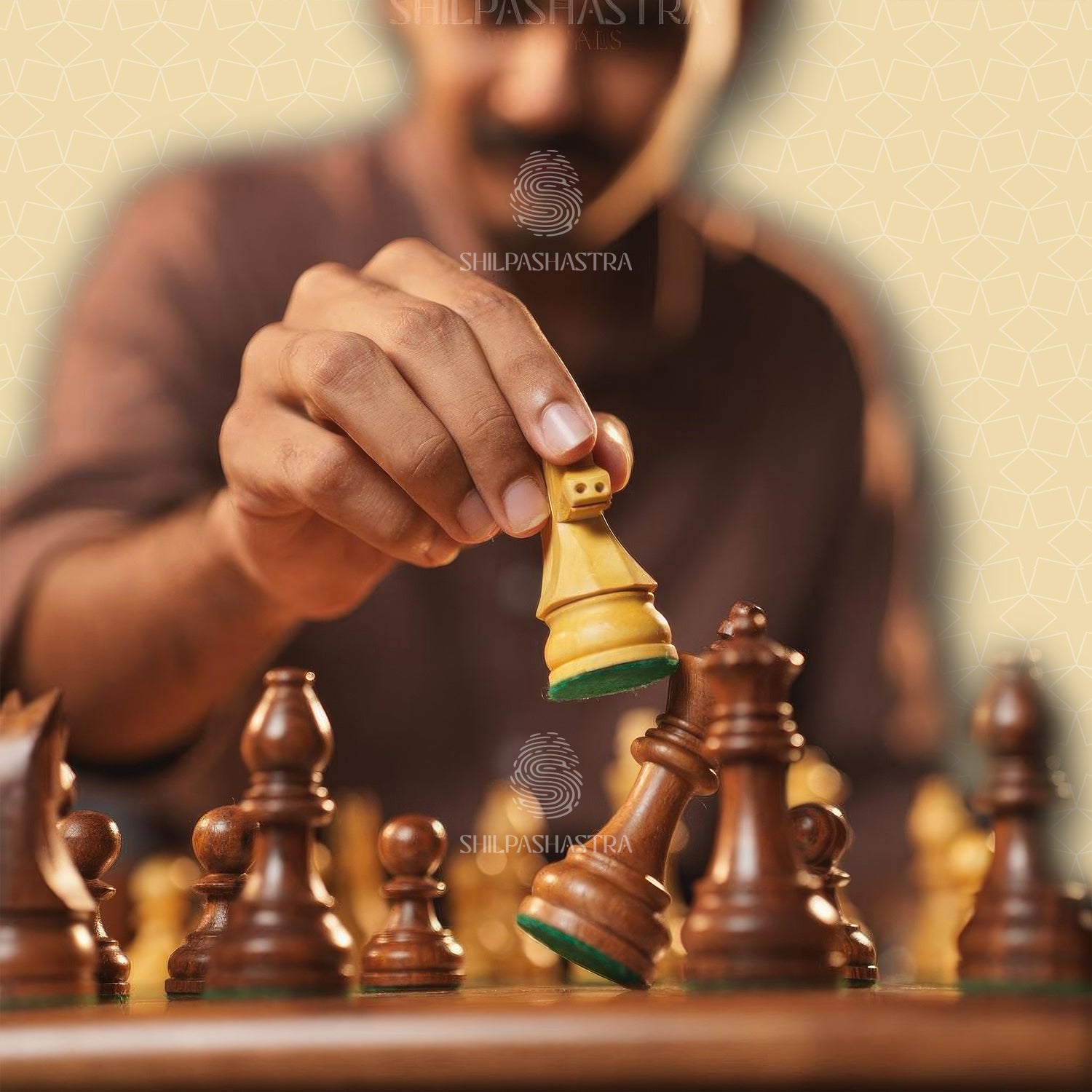 Hand Carved Wooden Chess Set 21 Inch – Golden Rosewood & Maplewood Board with German Knight Pieces