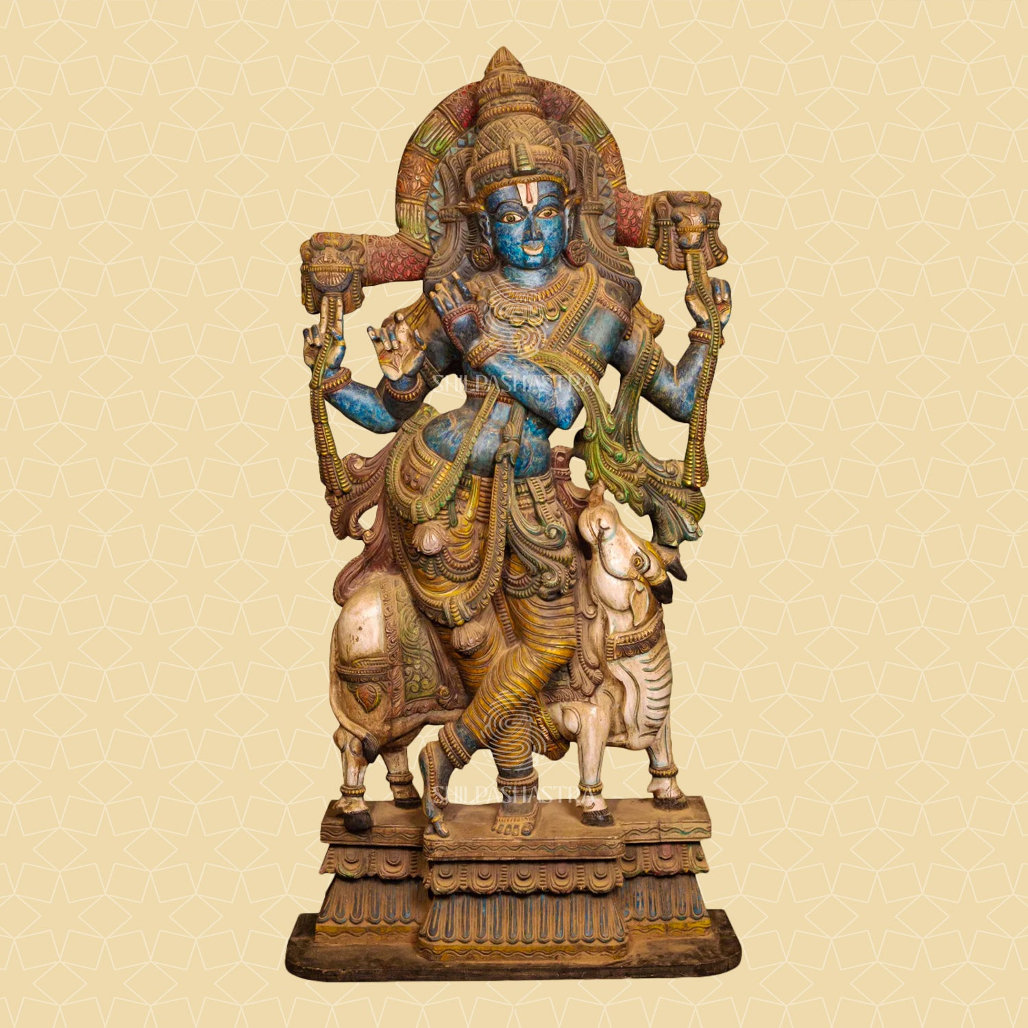 Handcrafted Lifesize Rustic Colored Venugopal
