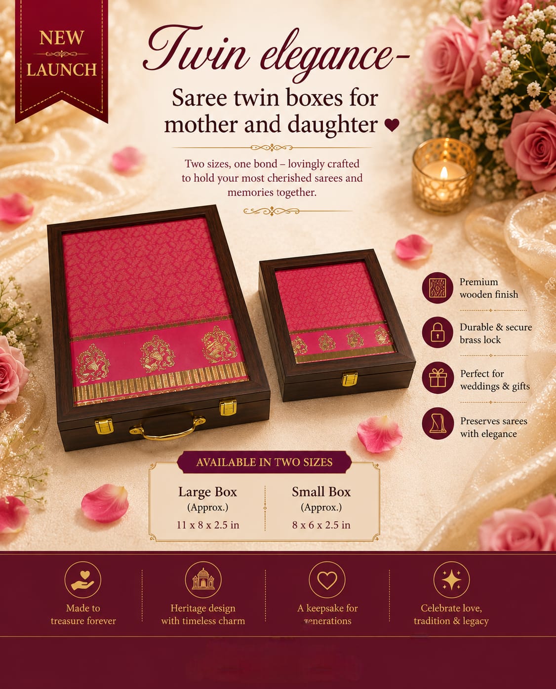 Twin Elegance – Premium Saree Keepsake Box Set for Mother & Daughter