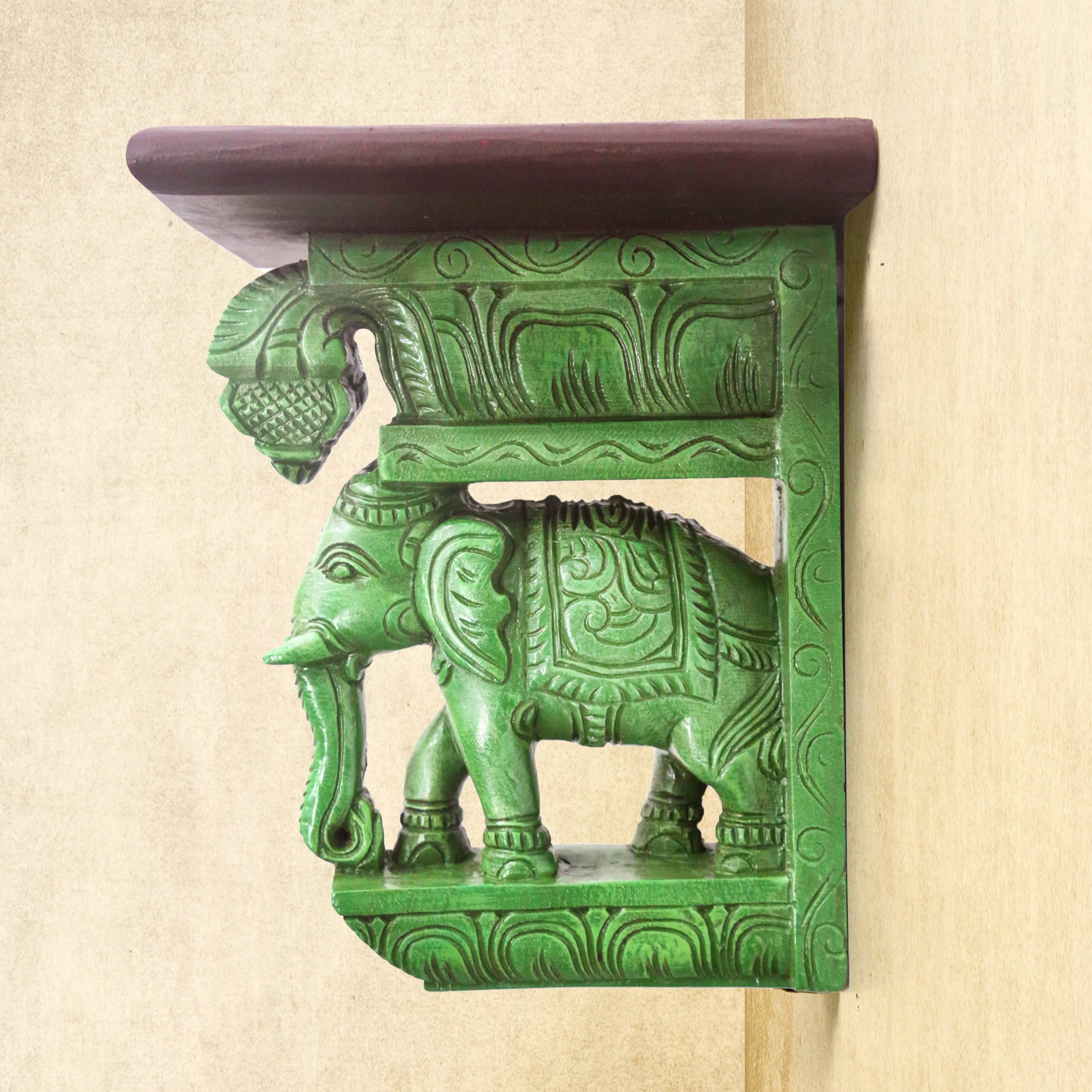 Shilpashastra_wood_scuplture_pillayar_Elephant Wall Stand