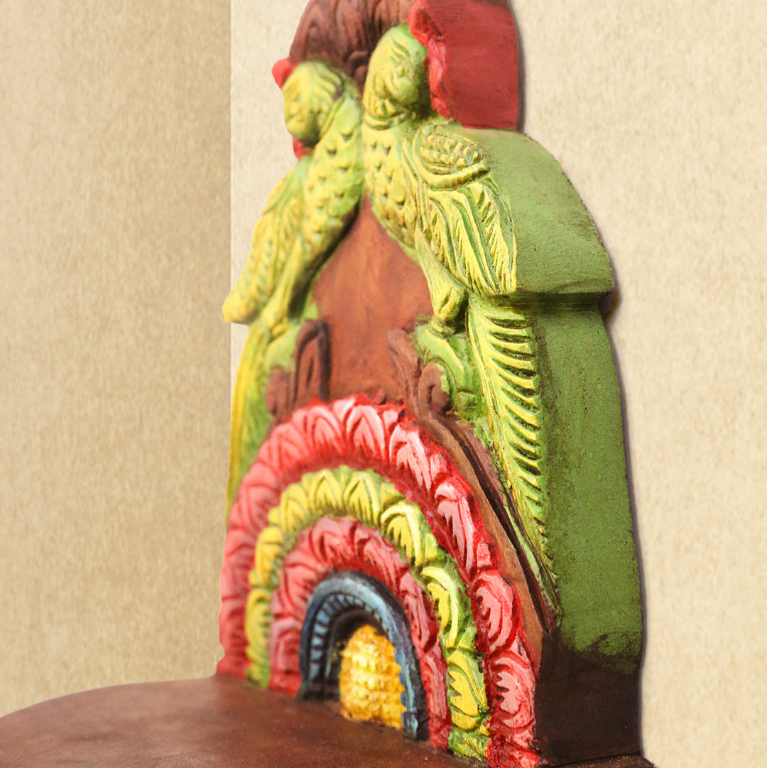 Shilpashastra_wood_scuplture_pillayar_Parrots Tiered Wall Stand