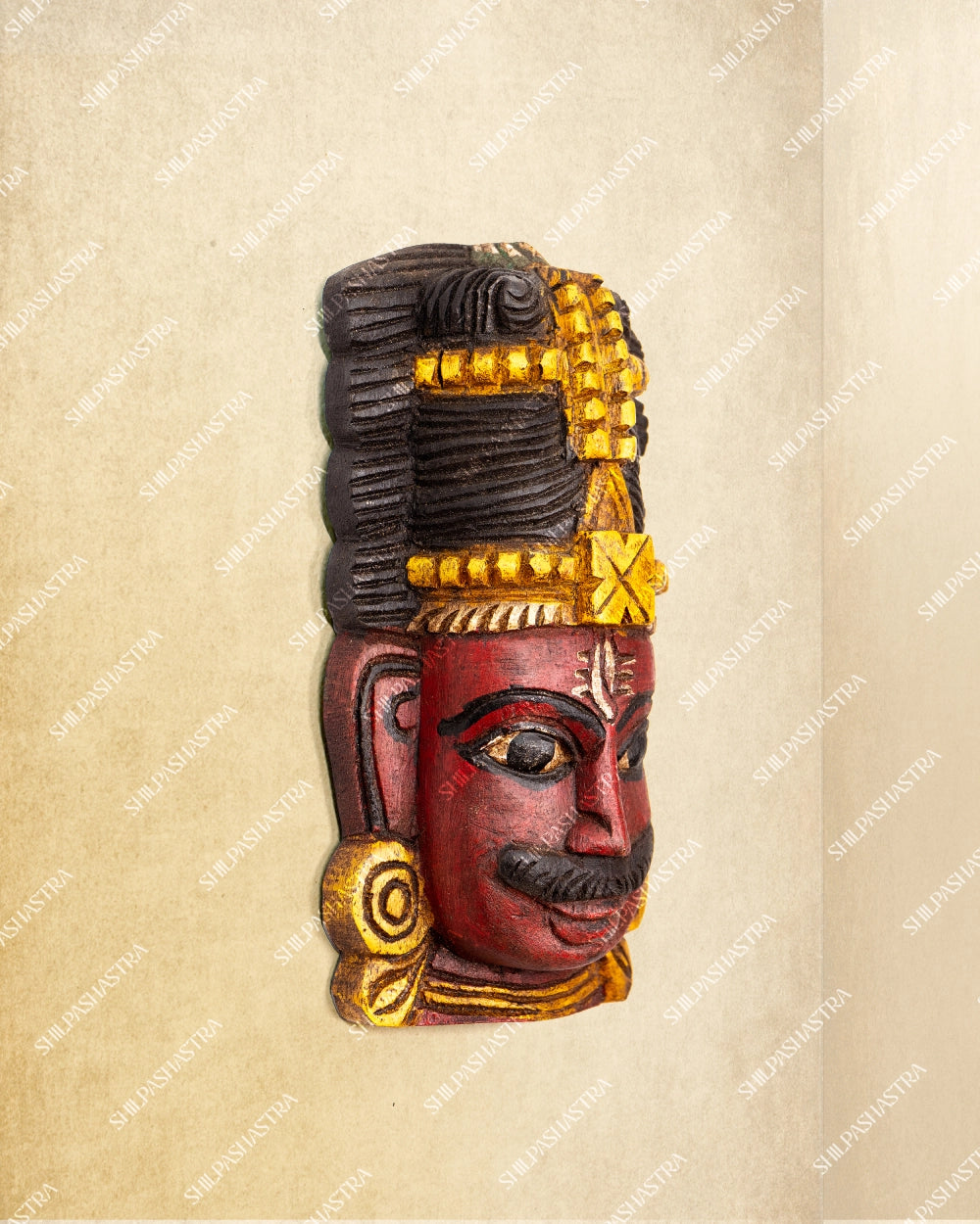 Shivan Hand Carved Wooden Wall Mask