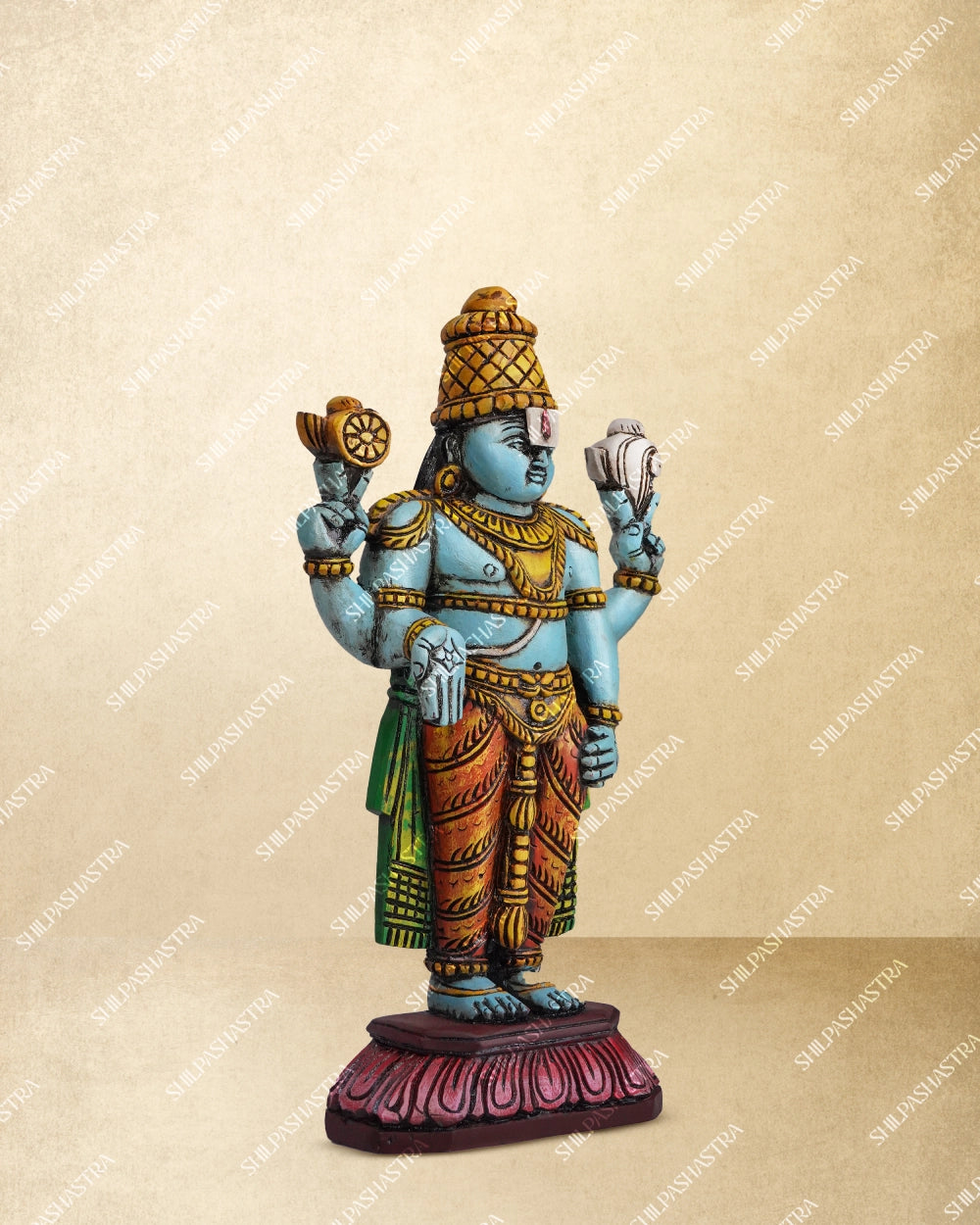 Srinivasa Perumal Handcrafted Wooden Idol – Rectangle Base
