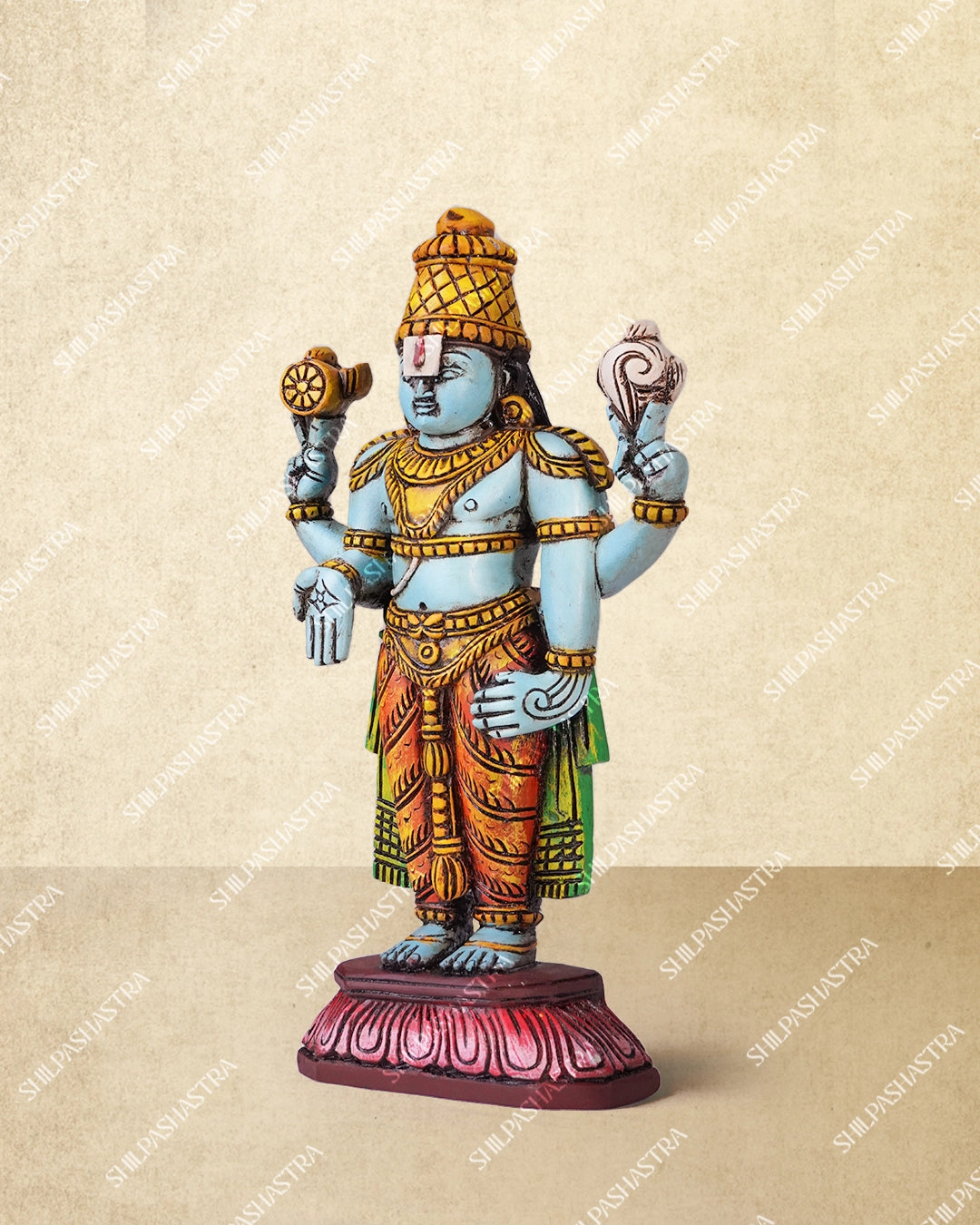 Srinivasa Perumal Handcrafted Wooden Idol – Rectangle Base