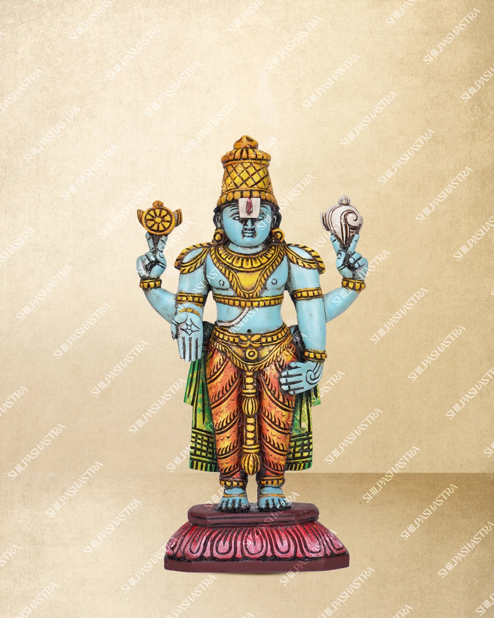 Srinivasa Perumal Handcrafted Wooden Idol – Rectangle Base