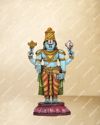 Srinivasa Perumal Handcrafted Wooden Idol – Rectangle Base