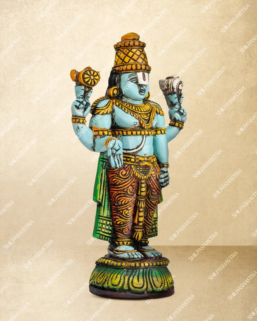 Srinivasa Perumal Handcrafted Wooden Idol – Circle Base