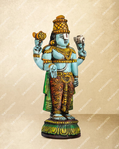 Srinivasa Perumal Handcrafted Wooden Idol – Circle Base
