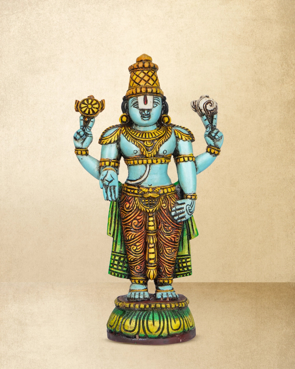 Srinivasa Perumal Handcrafted Wooden Idol – Circle Base