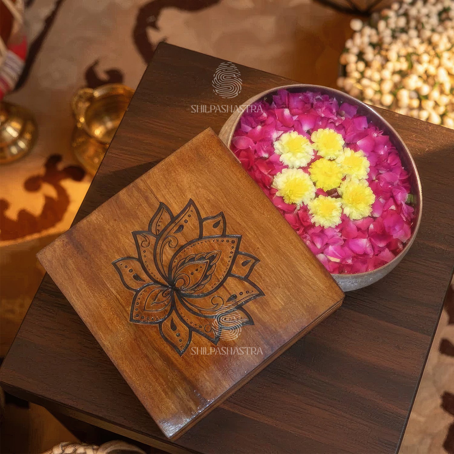 The Sahasra Lotus Mahogany Keepsake Box