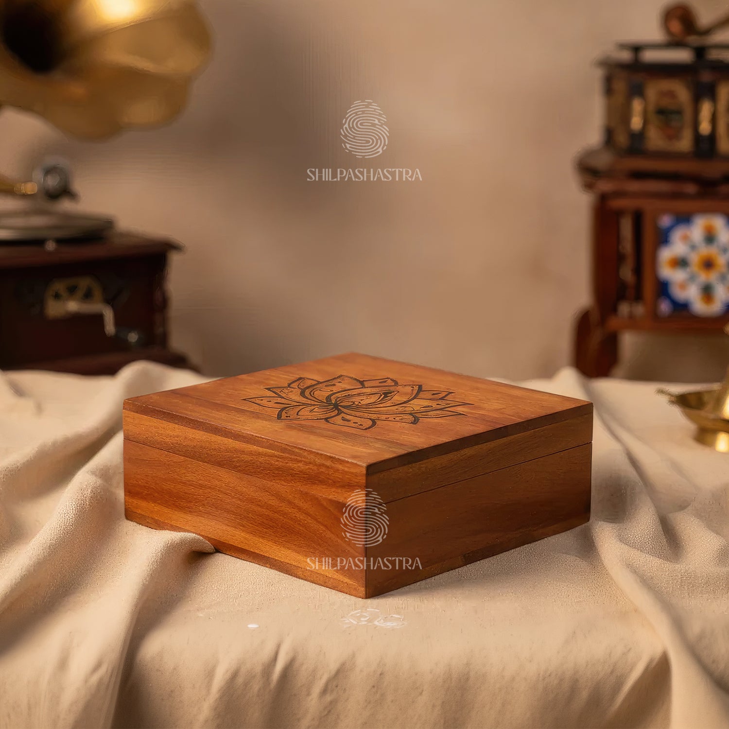 The Sahasra Lotus Mahogany Keepsake Box