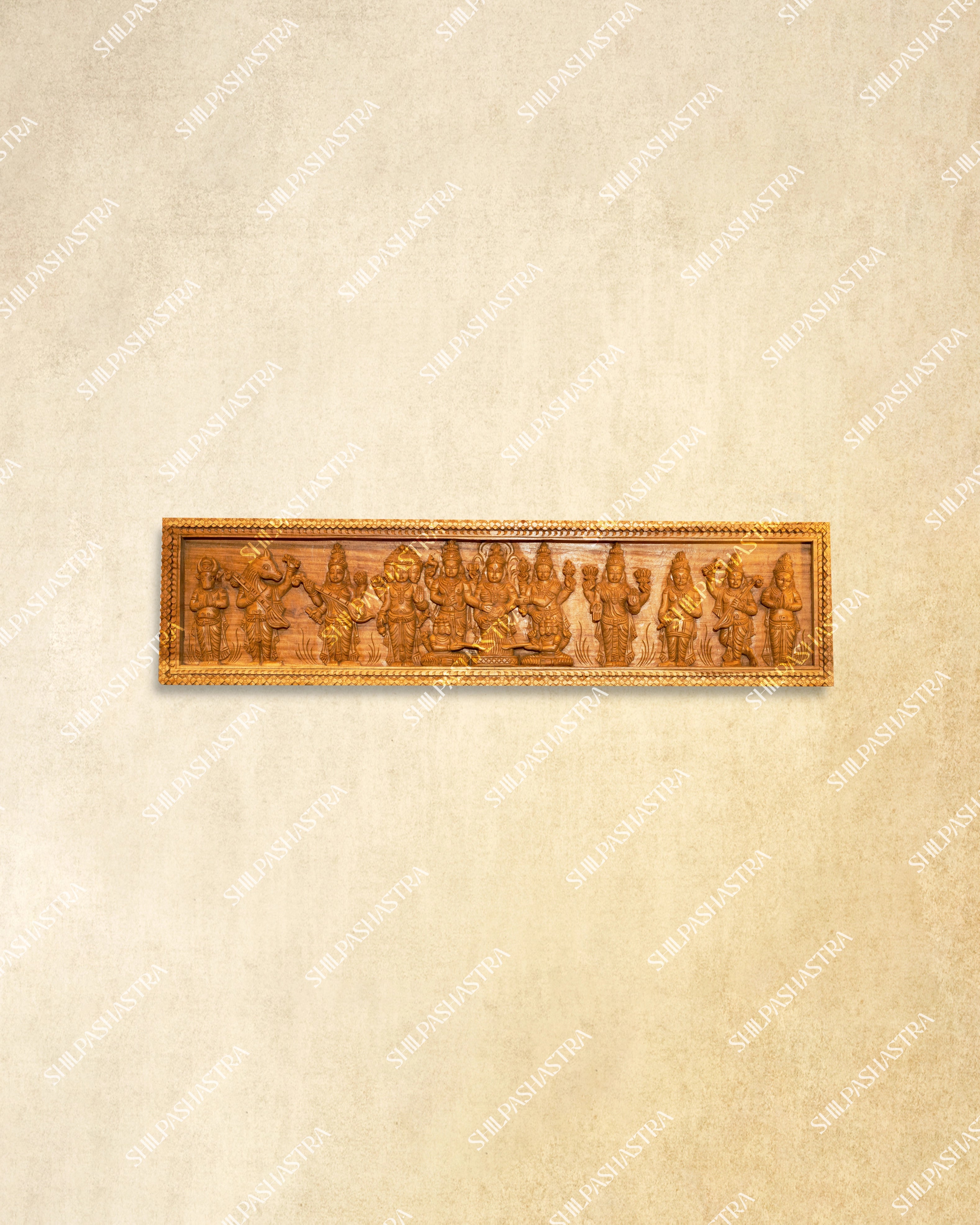 Meenakshi Thiru Kalyanam Handcrafted Wooden Wall Panel